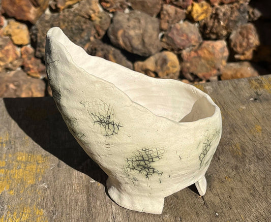 Copper carbonate stained pot